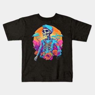 Colorful preppy skeleton style Kids T-Shirt